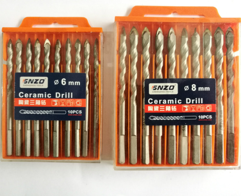 SNZO ultra-hard alloy triangular spiral drill | tile cement concrete wearing wall flashlight electric drill bit