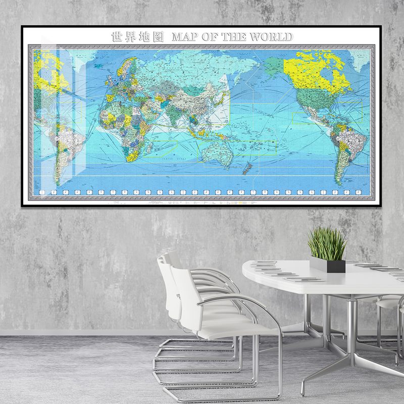 High-Definition Office World Map Wall Decoration Painting in Chinese and English, Large Size, Can Be Marked, Magnetic, Living Room Hanging Painting