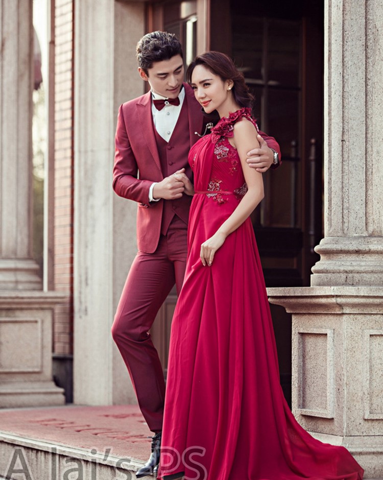 Cho thuê trang phục nam phù hợp với vest phù hợp với quần phù hợp với quần dài tay tiệc chủ nhà rượu vang đỏ kích thước lớn trang phục vest nam hàn quốc