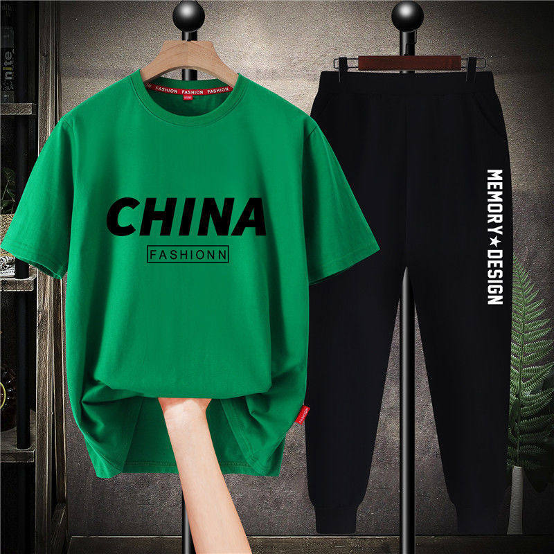 Niketon children's suit boys summer clothes big children plus fat plus fat children short-sleeved trousers two-piece set