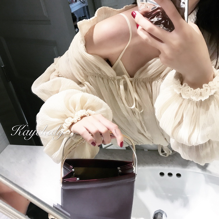 Áo voan nữ tay dài voan 2018 phiên bản Hàn Quốc mới của những chiếc áo len dáng xòe dáng xòe hoang dã áo sơ mi nữ trung niên đẹp