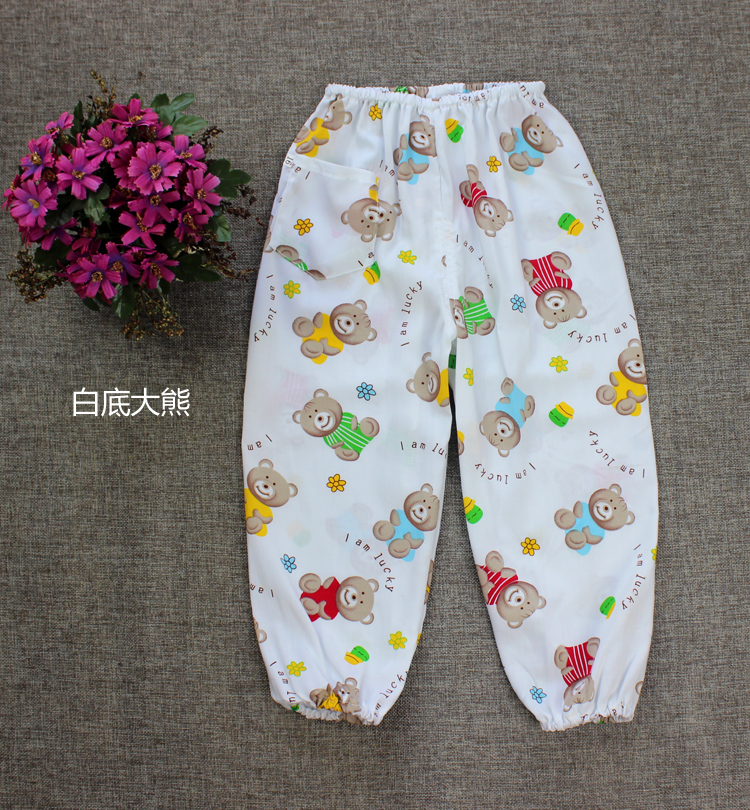 Mùa hè mỏng bông quần bông của nam giới và trẻ em gái cotton lụa nhân tạo đèn lồng quần dài điều hòa không khí quần.