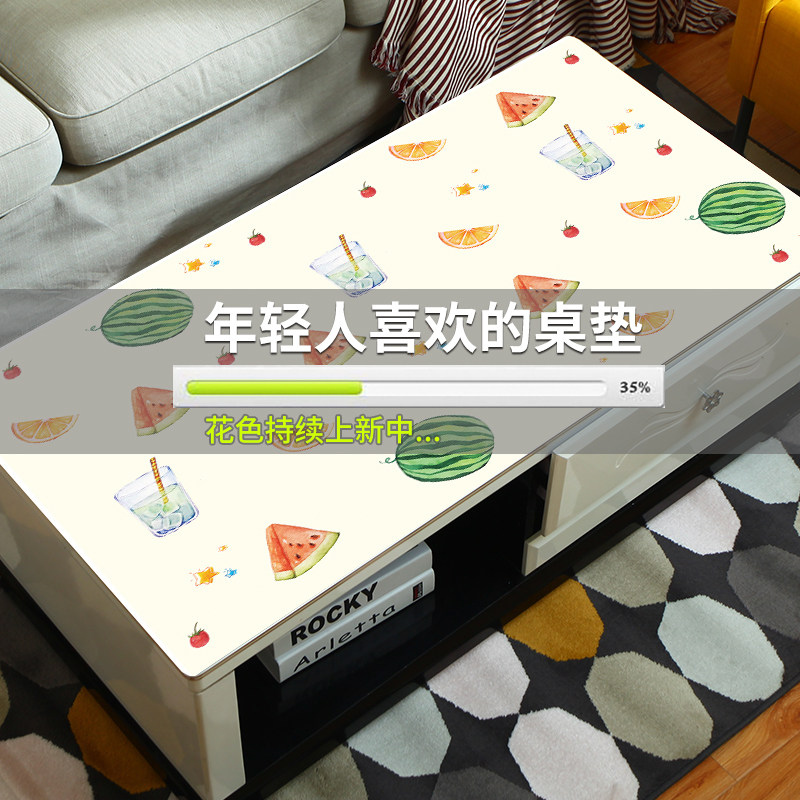 Tea table Table cloth waterproof and anti-burn pvc European style rectangular living room Home plastic table cushion table cushion