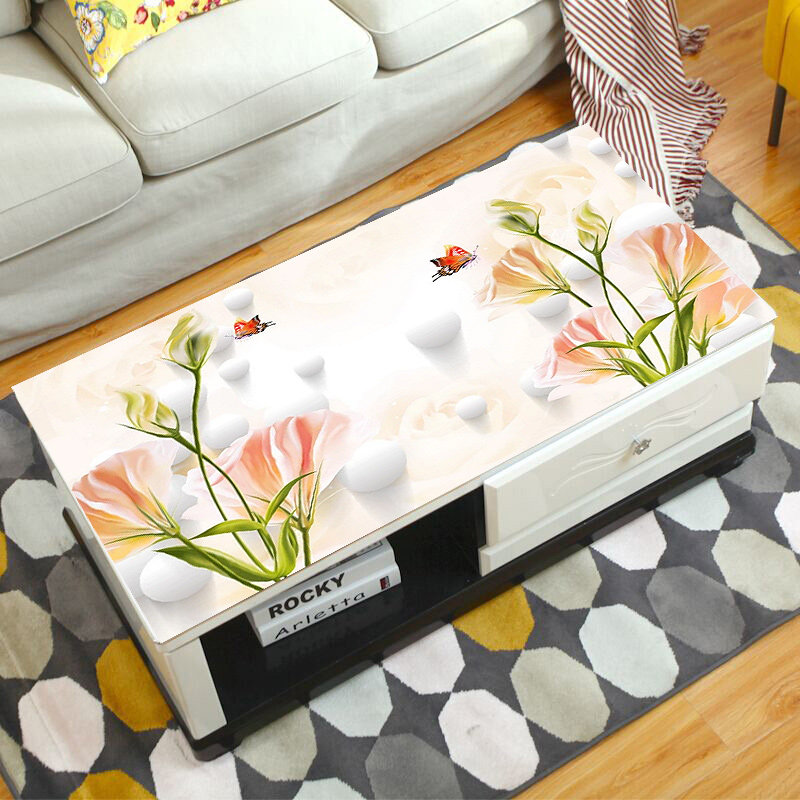 3D table cloth tea table cushion soft PVC glass waterproof and burn-proof oil-free living-room rectangular plastic table cushion thick