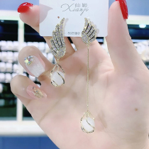 2022 new tide ab asymmetric fashion gas design of the new air design for a long short earrings of pure silver earrings