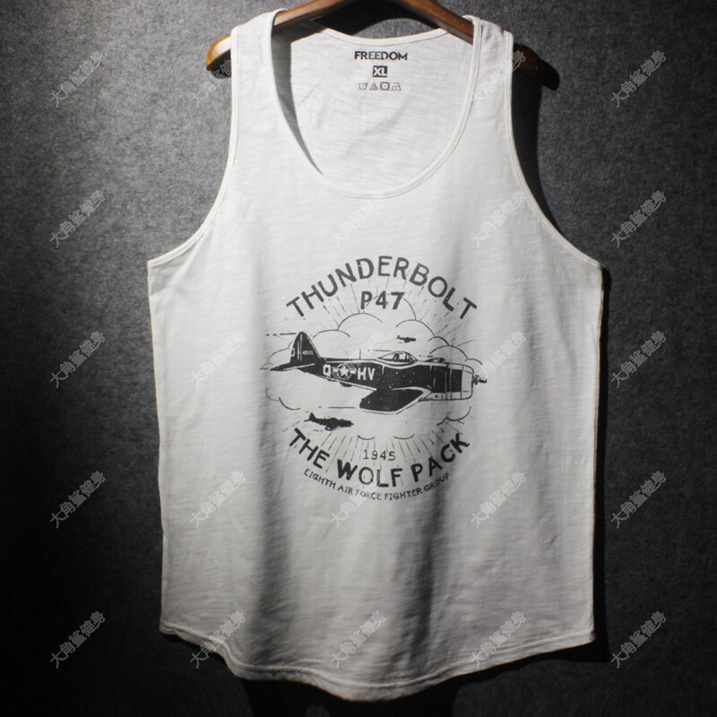 European and American Style Fitness Vest for Men, Pure Cotton Beach Vest, Surfing Beach Vacation Personalized Printed Tank Top