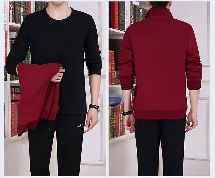 Bộ đồ thể thao trung niên nam cộng với nhung dày mùa đông cotton áo len cỡ lớn hai bộ đồ thể thao lỏng lẻo của cha đồ bảo hộ lao động nam