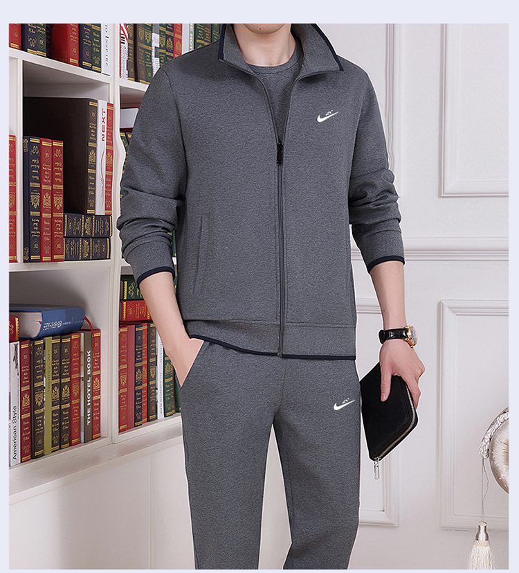 Bộ đồ thể thao trung niên nam cộng với nhung dày mùa đông cotton áo len cỡ lớn hai bộ đồ thể thao lỏng lẻo của cha đồ bảo hộ lao động nam