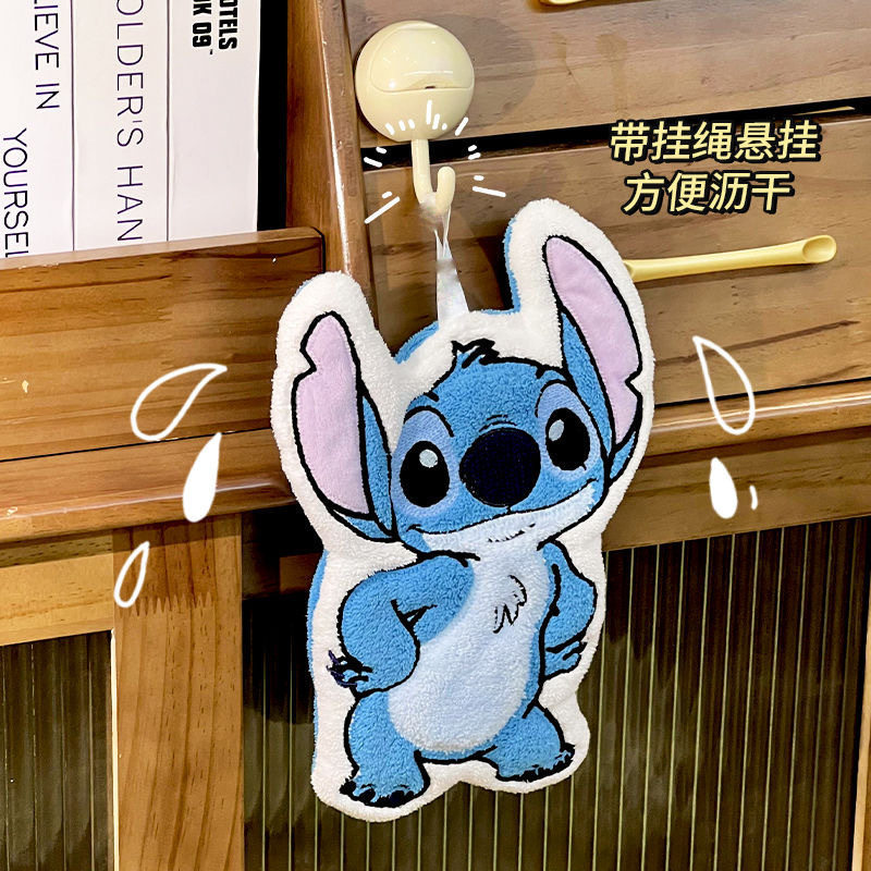 Disney Stitch Cartoon Hanging Cute Bathroom Hand Towel Kitchen Lint-Free Little Monster Hand Towel