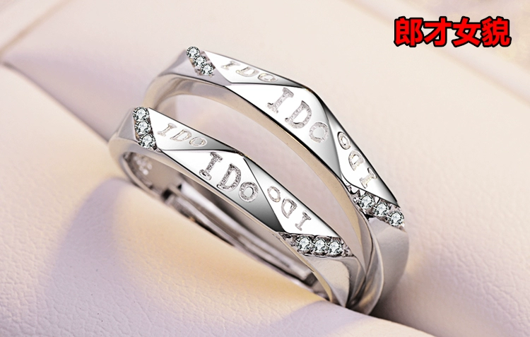 Sterling silver couple nhẫn một cặp chữ nam giới và phụ nữ net red sinh viên mở cửa cho các vòng Nhật Bản và Hàn Quốc đơn giản mô phỏng wedding ring kim cương