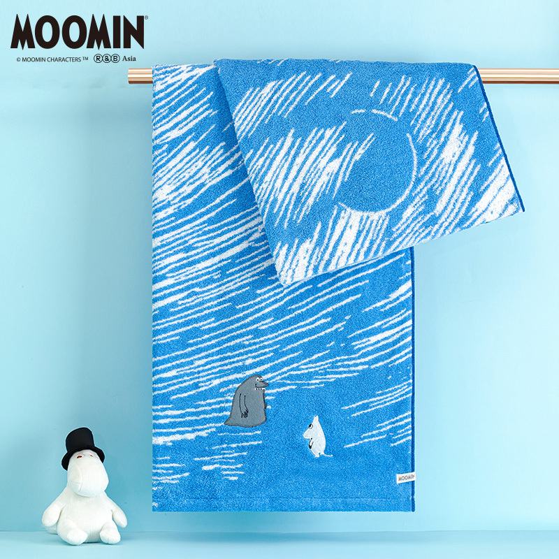 Xicaier Art Museum Moomin Moomin Valley Bath Towel, Pure Cotton, Household Absorbent Large Towel for Men and Women, Not Easy to Shed Lint