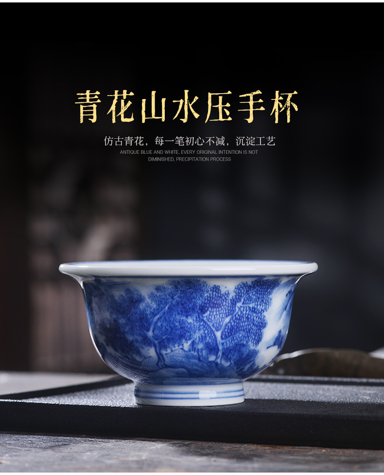 Jingdezhen blue and white maintain all hand - made tea tea master kung fu ceramic cup bowl individual special single CPU