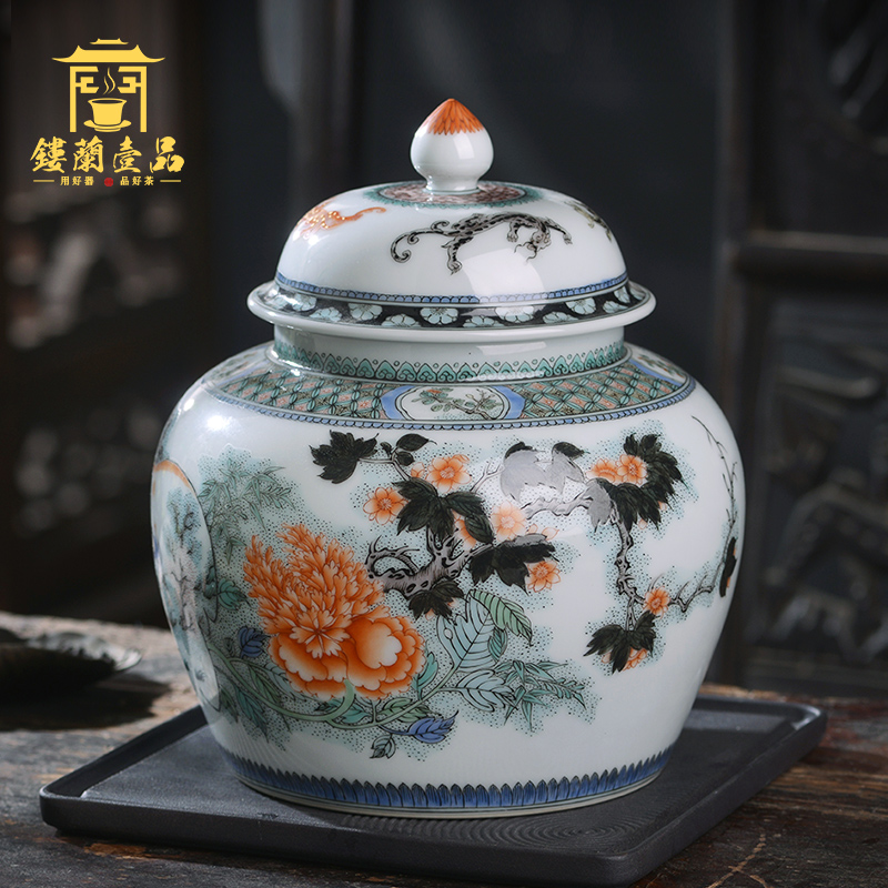 Jingdezhen ceramic tea pot hand - made ancient color very beautiful fish happy figure tank receives caddy fixings tea set
