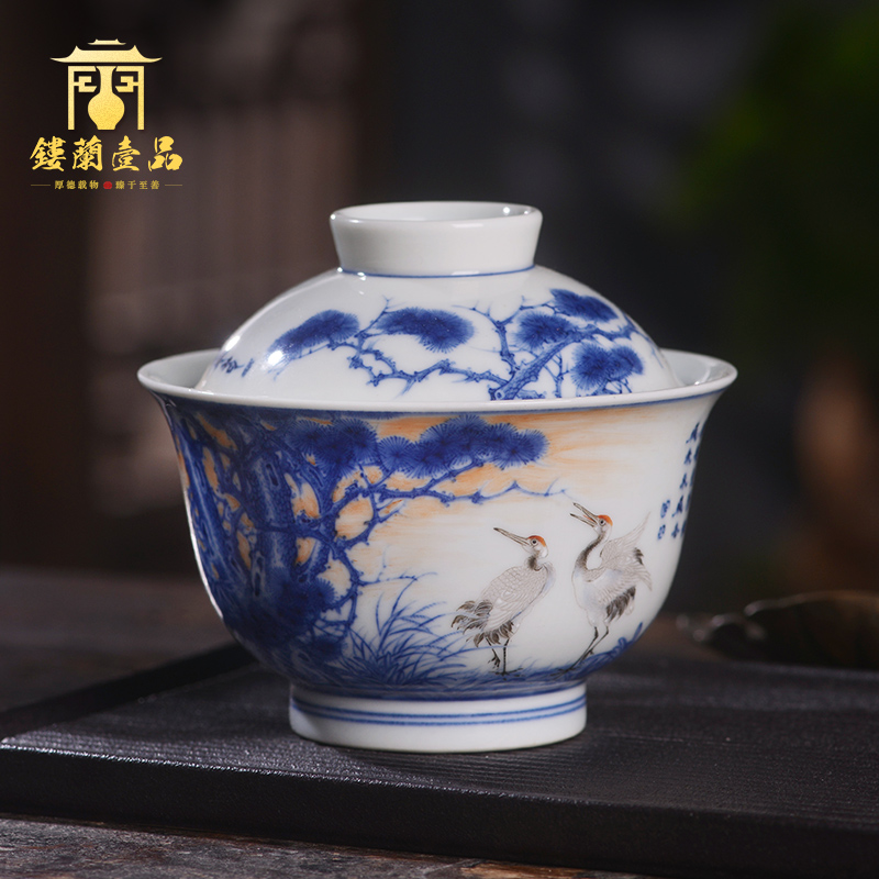 To be only two tureen arborist benevolence and found of art hall jingdezhen ceramic hand - made all kung fu tea bowl with cover a single