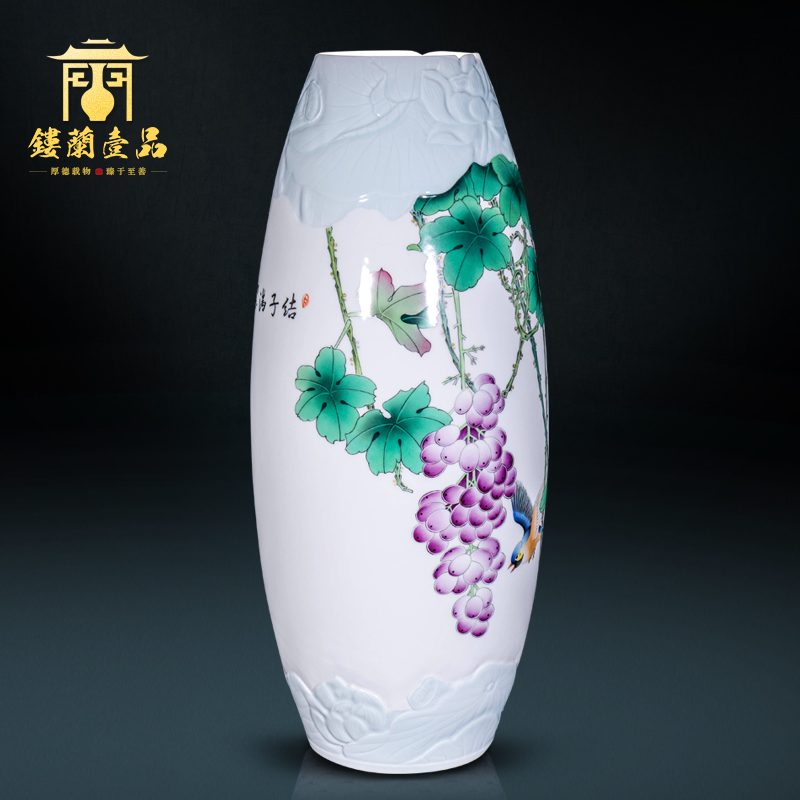 The Master of jingdezhen ceramic all hand - made powder knot with large decorative vase flower arrangement of Chinese style household furnishing articles