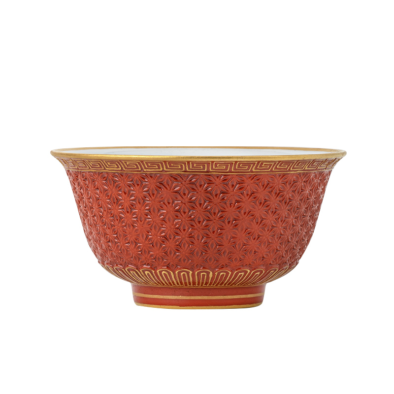 Jingdezhen ceramic all hand red glaze see hand - cut master of kung fu tea cup home a single large bowl