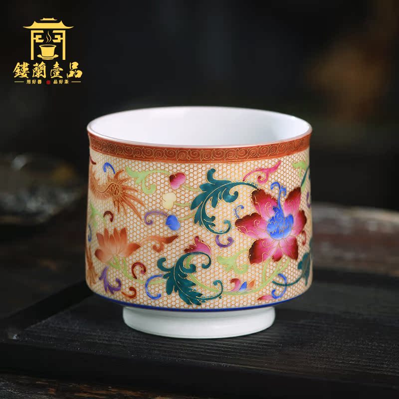 Jingdezhen ceramic cups checking sample tea cup individual CPU master cup single CPU device gold colored enamel cups