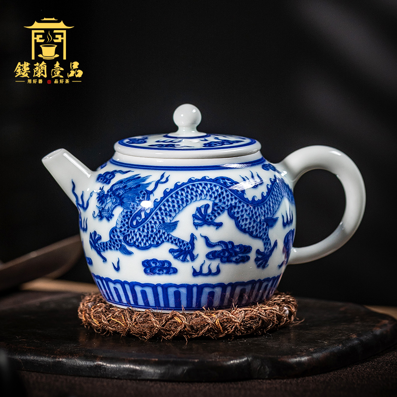 Jingdezhen ceramic hand - made porcelain maintain longfeng ewer kung fu tea set large single pot of big capacity of the teapot