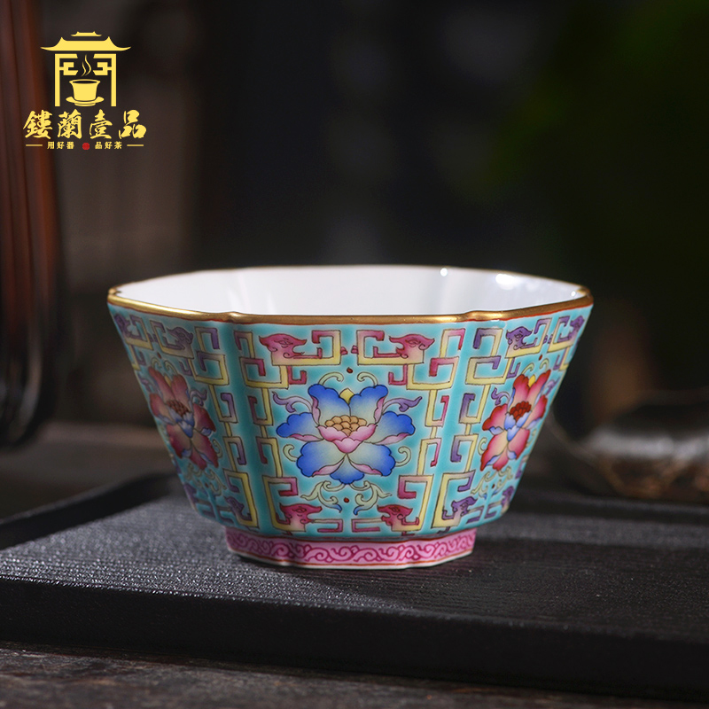Jingdezhen ceramic all hand made enamel colors branch benevolent master cup large individual single CPU kung fu tea cup