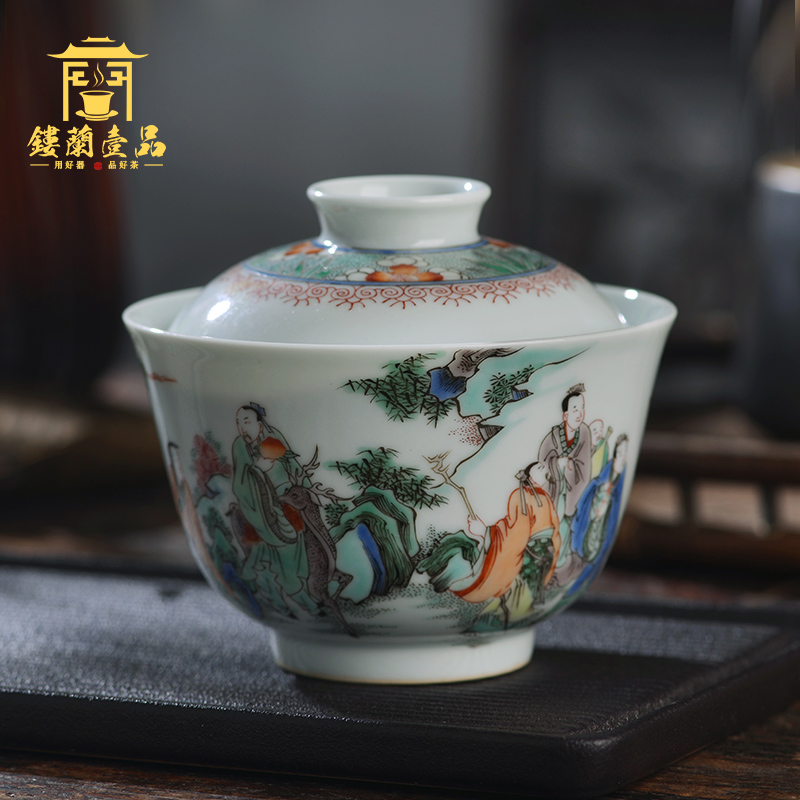 Jingdezhen ceramic hand - made colors) group of fairy will make tea tureen all three just two just tureen kung fu tea set