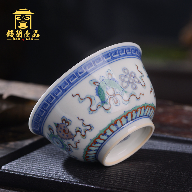 Jingdezhen ceramic all hand - made bucket color sweet lines only two to three tureen tea bowl of kung fu tea sets with cover