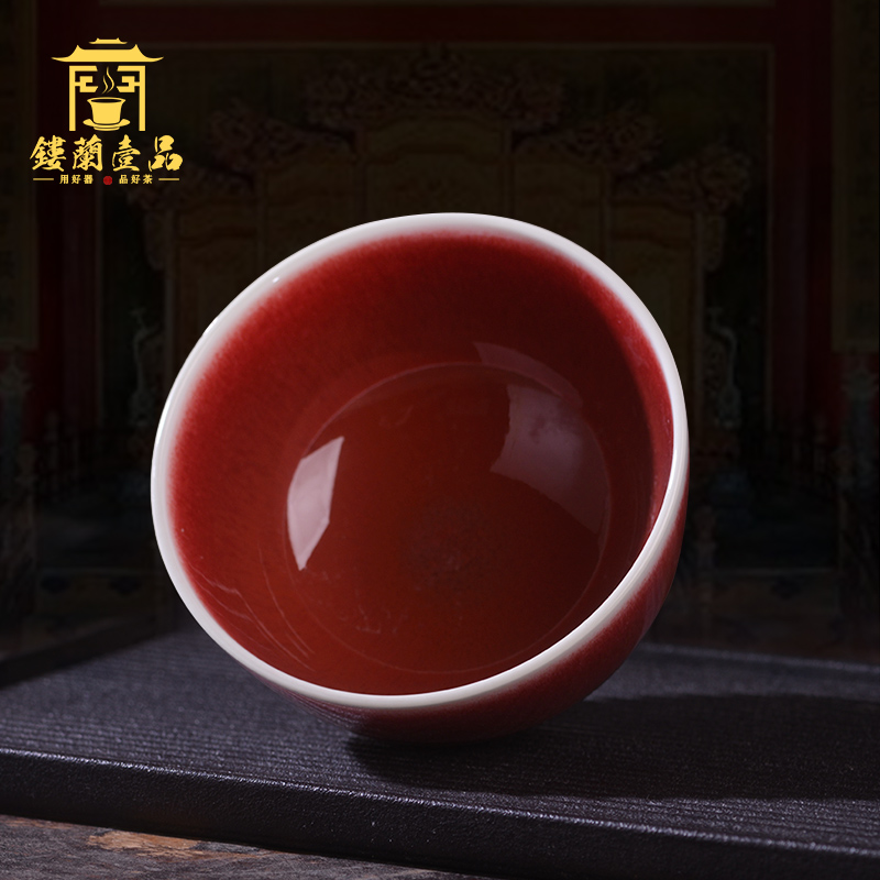 Jingdezhen ceramics craft kung fu tea set ruby red glaze small cups personal special tea master cup single CPU