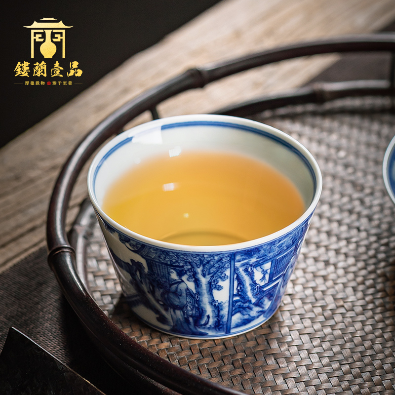 Jingdezhen blue and white maintain all hand - made of west chamber ceramic cups kung fu master cup single cup tea tea bowl