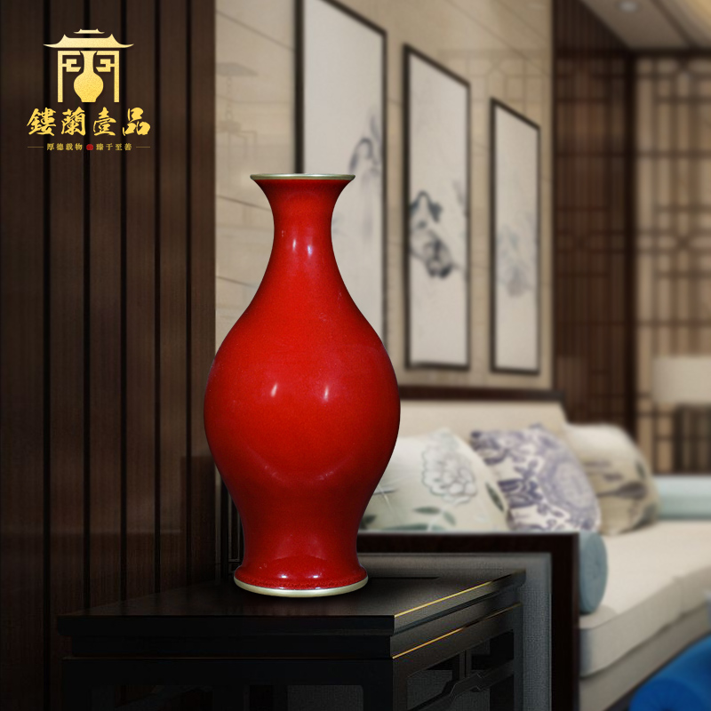 Jingdezhen ceramics ruby red glaze see colour olive new Chinese style household vase sitting room adornment collection furnishing articles