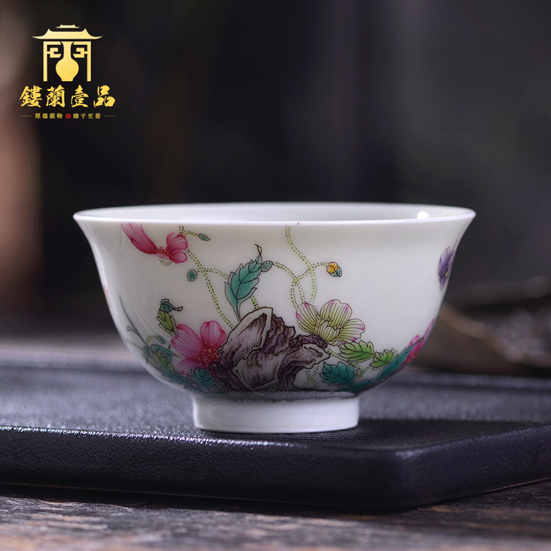 Jingdezhen hand - made imitation the qing qianlong corn poppy enamel acknowledged 盌 ceramic tea set master single cups of tea cups