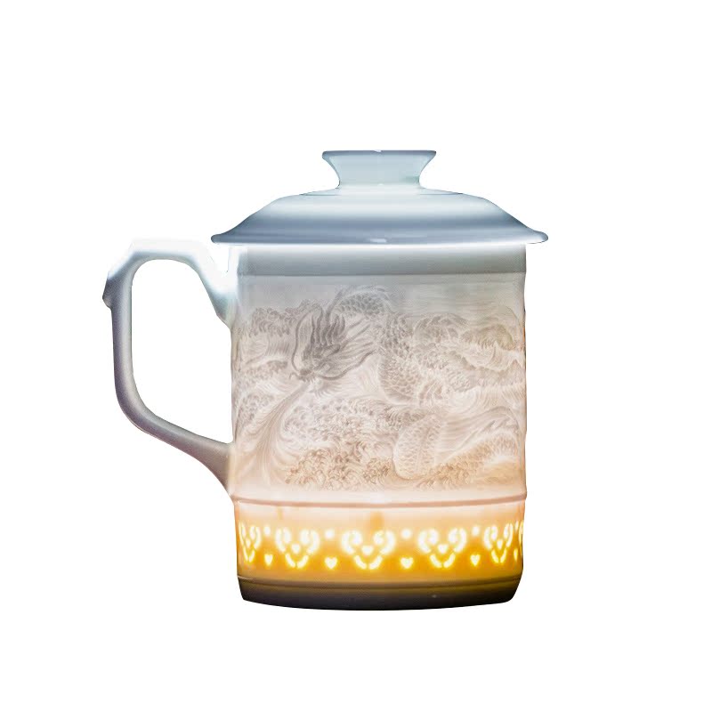 Jingdezhen ceramic manual its exquisite office cup with cover cup ultimately responds a cup of tea cup and meeting Chinese zodiac