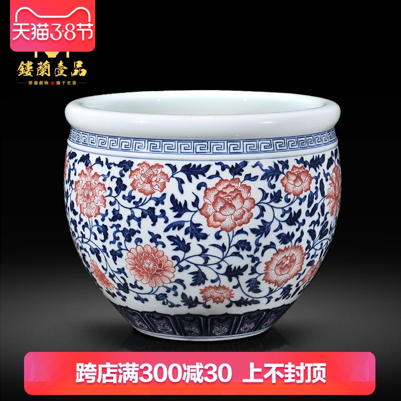 Jingdezhen ceramics ocean 's imitation of the qing qianlong bound branch lotus cylinder new Chinese vase sitting room aquarium furnishing articles writing brush washer