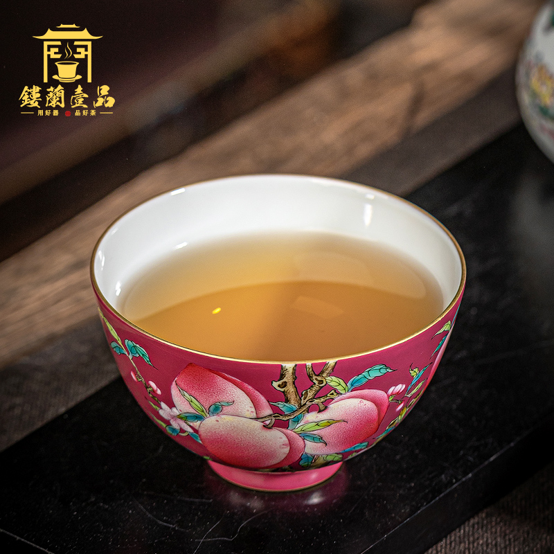 Jingdezhen ceramic all hand - made carmine says peach tea masters cup size bowl of kung fu tea set personal single CPU