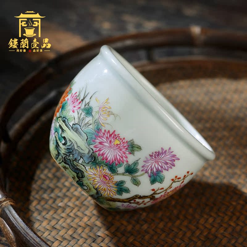 All hand - made pastel by tea master cylinder cup cup full of jingdezhen ceramics kung fu tea, tea cup of individual single CPU