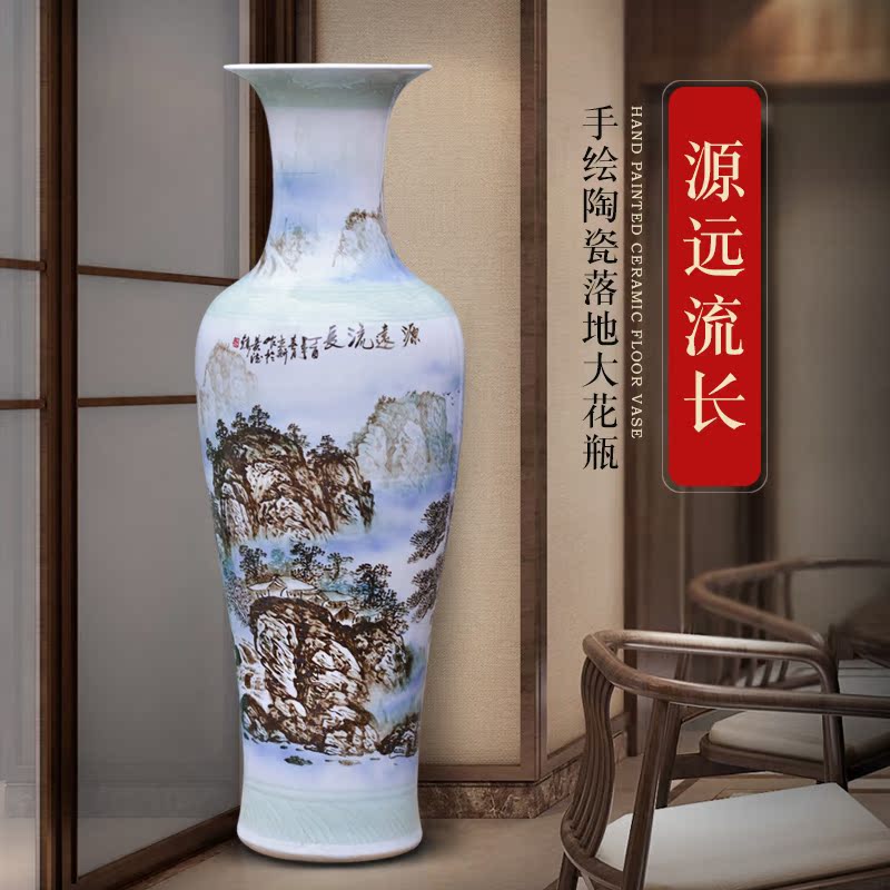 Jingdezhen ceramics hand - made scenery of large vases, new Chinese style villa living room hotel opening decorative furnishing articles