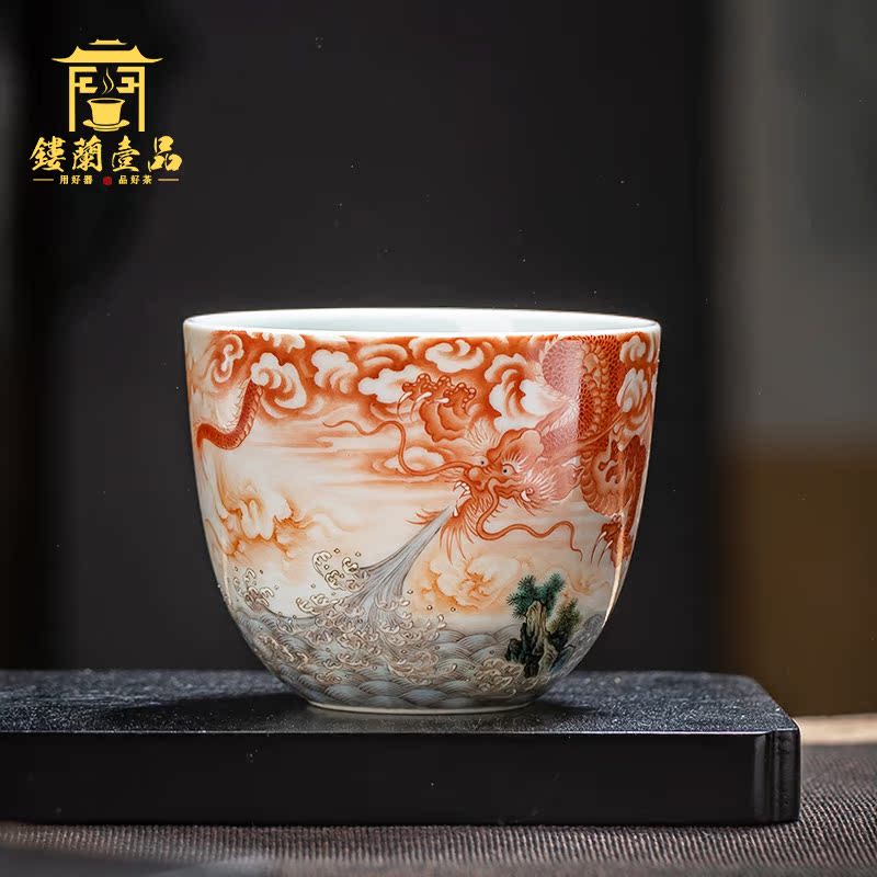 Jingdezhen ceramic hand - made pastel yunlong sea master single cup sample tea cup large - sized kung fu tea cup, bowl