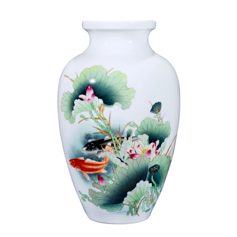 Jingdezhen ceramics hand - made flower vase of new Chinese style household living room TV cabinet craft decoration wedding furnishing articles