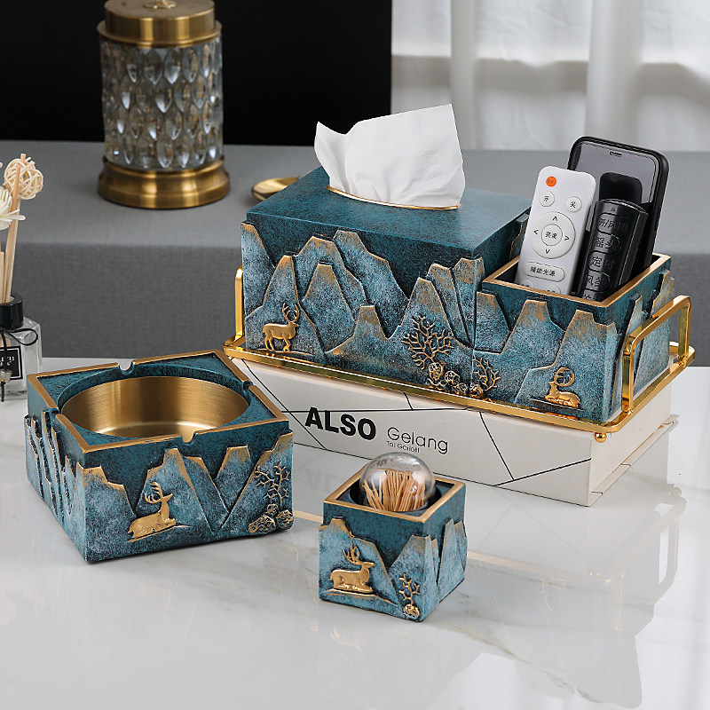 New Chinese multifunctional tissue box ornament coffee table wrought iron home dining table living room remote control storage box drawston box
