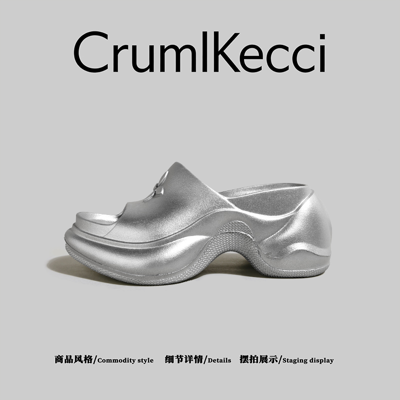 American Cruml&Kecci~2026 New Thick-Soled Sandals for Outdoor Wear, Fashionable Height-Increasing Beach Sandals