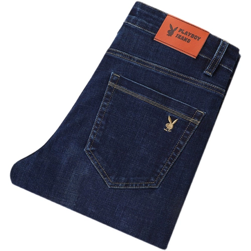 Playboy, демисезонные эластичные утепленные джинсы для отдыха, высокая талия, свободный прямой крой