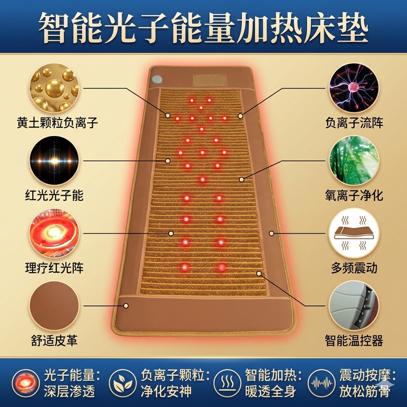 Photon Electric Heating Mattress with Adjustable Temperature, Suitable for All Seasons, Healthy and Beautiful, Single-Person Heating Therapy, Health and Beauty Mat