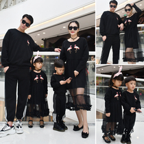 Special parent-child outfit spring and Autumn 2021 new family mother and daughter outfit net celebrity family outfit Western princess dress
