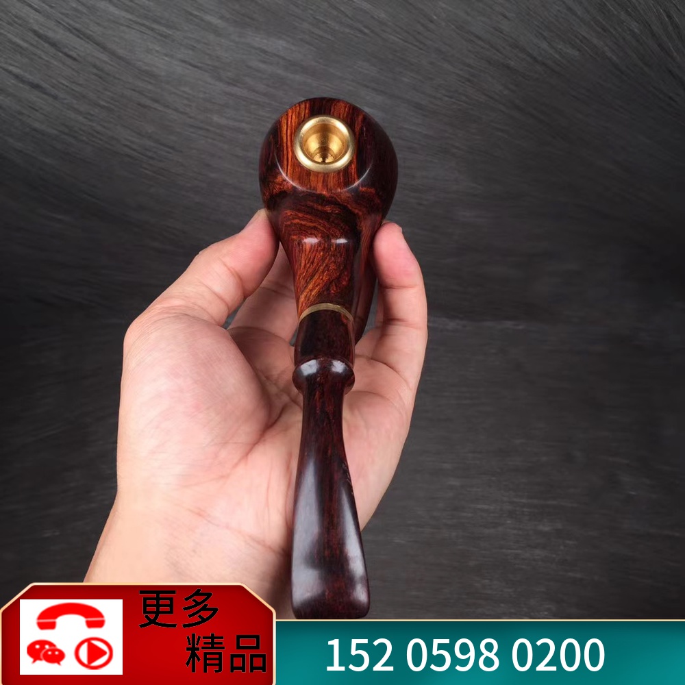 Sea butter pear old material pipe Hainan Huanghuali wood pipe boss cigarette holder tiger skin pattern landscape pattern spider pattern