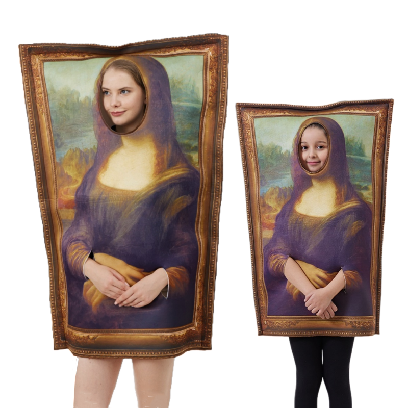 Halloween Cosplay Costume Adult Mural World Famous Painting Mona Lisa Funny and Quirky Clothing Children's Runway Costume Halloween Cosplay Costume Adult Mural World Famous Painting Mona Lisa Funny and Quirky Clothing Children's Runway Costume