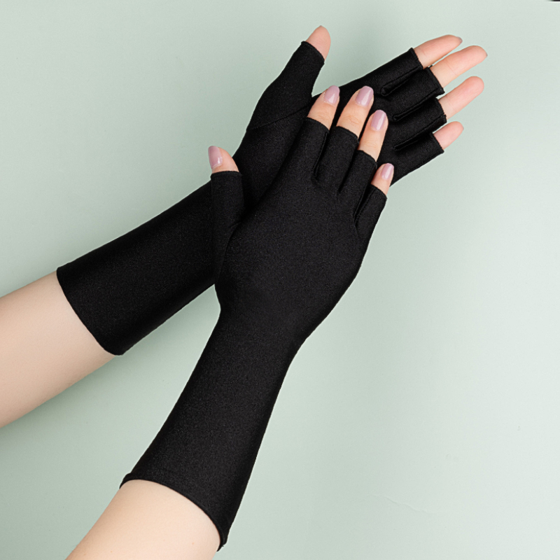 Summer Cool Long Half-Finger Sun Protection Arm Sleeves for Women, Arm Covers, Fake Sleeves, Thin Gloves for Cycling