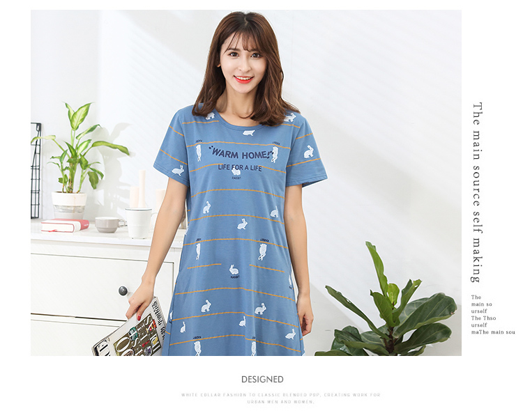 Mùa hè nightdress cotton lỏng ladies XL cộng với chất béo MM200 kg phụ nữ mang thai ăn mặc đồ ngủ mùa hè