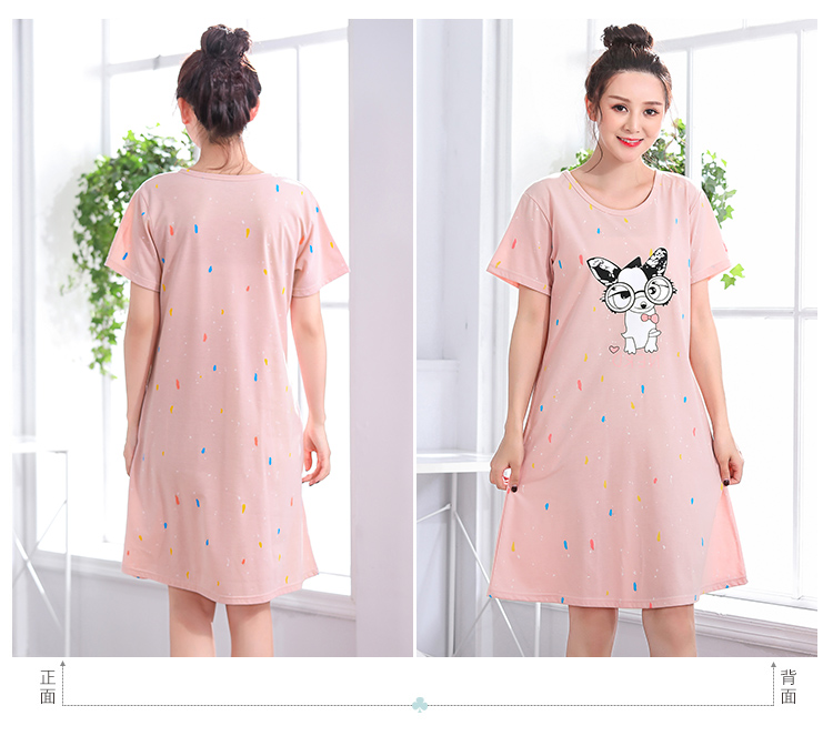 Có thể mặc đồ ngủ mùa hè sexy nightdress nữ bông XL cộng với chất béo MM200 kg phụ nữ mang thai sọc mùa hè