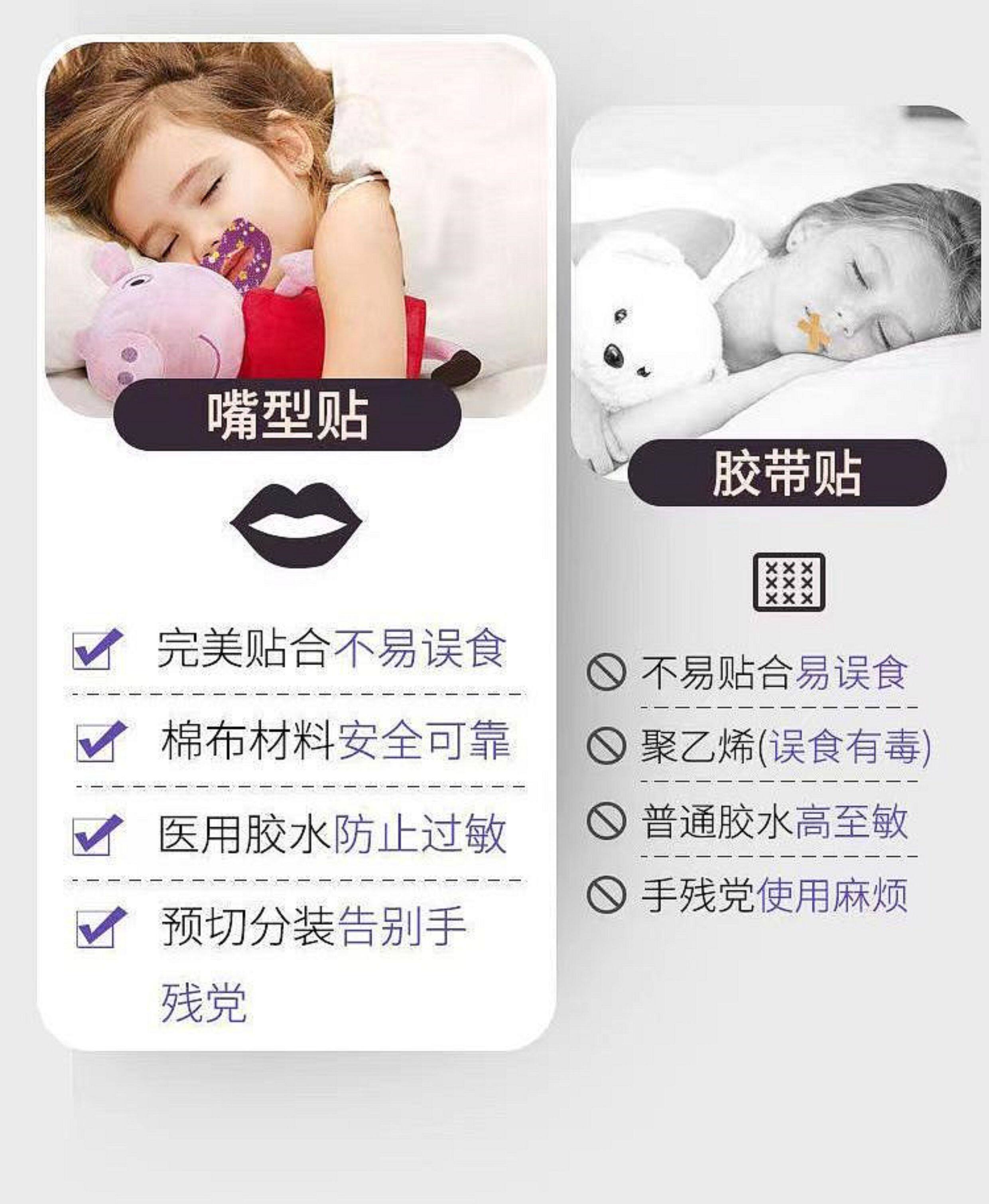 Анти-храп продукты 嘴巴闭口呼吸矫正贴封嘴封口唇贴闭嘴止鼾儿童睡觉防张嘴睡眠神器