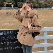 MAJE KARA winter new overalls to overcome Korean version Fashion big fur collar student cotton coat jacket woman