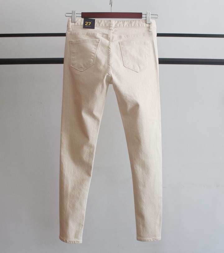 Hàn Quốc Dongdaemun mùa xuân và mùa thu quần nữ nhập khẩu cotton co giãn chân mỏng quần jeans đáy quần tại chỗ thời trang công sở nữ cao cấp