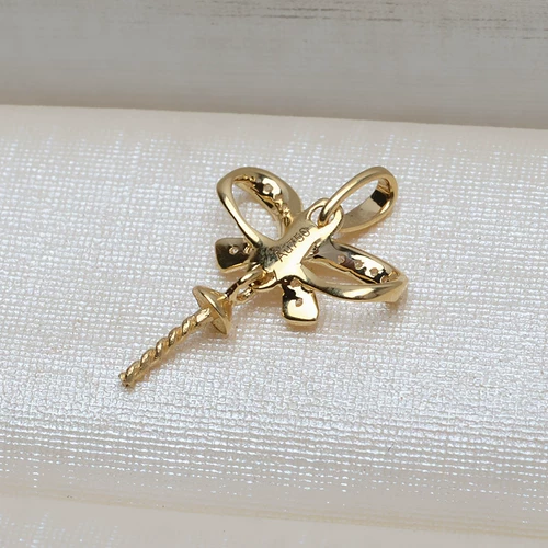 Золотая подвеска с бантиком, аксессуары из жемчуга, G18, золото 18 карат